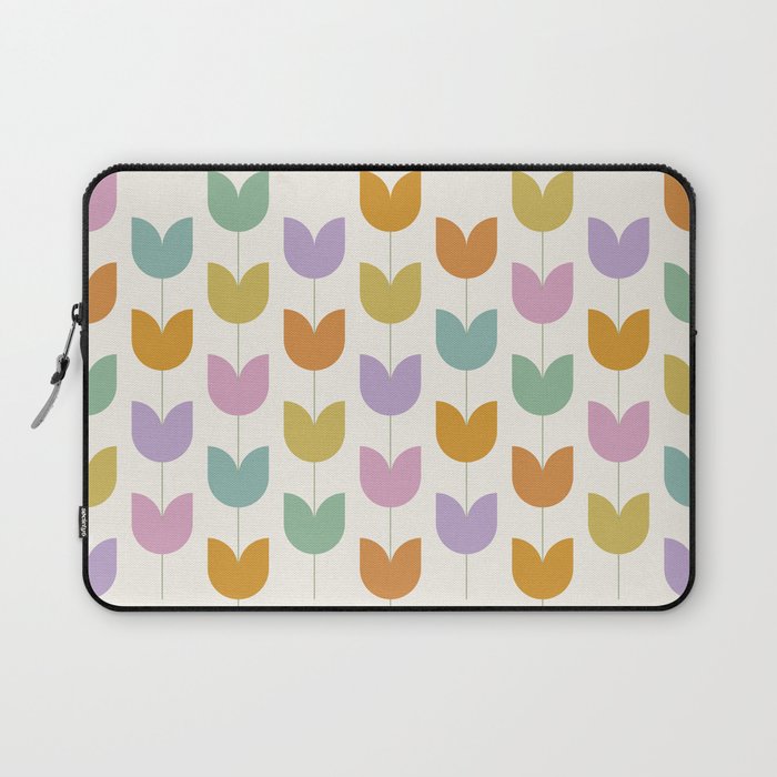 Spring Tulips X Rainbow Mid Century Flowers Laptop Sleeve Gallery Image 1