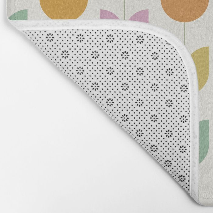 Spring Tulips X Rainbow Mid Century Flowers Bath Mat Gallery Image 2