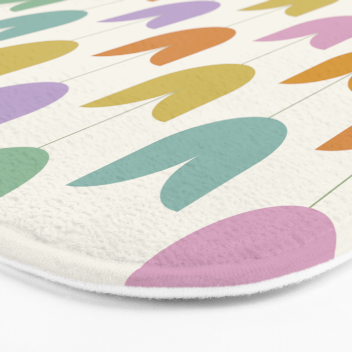 Spring Tulips X Rainbow Mid Century Flowers Bath Mat Gallery Image 3