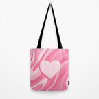 Trippy Heart Pink Retro Pop Abstract Plastic Print Pattern Tote Bag Gallery Image 2