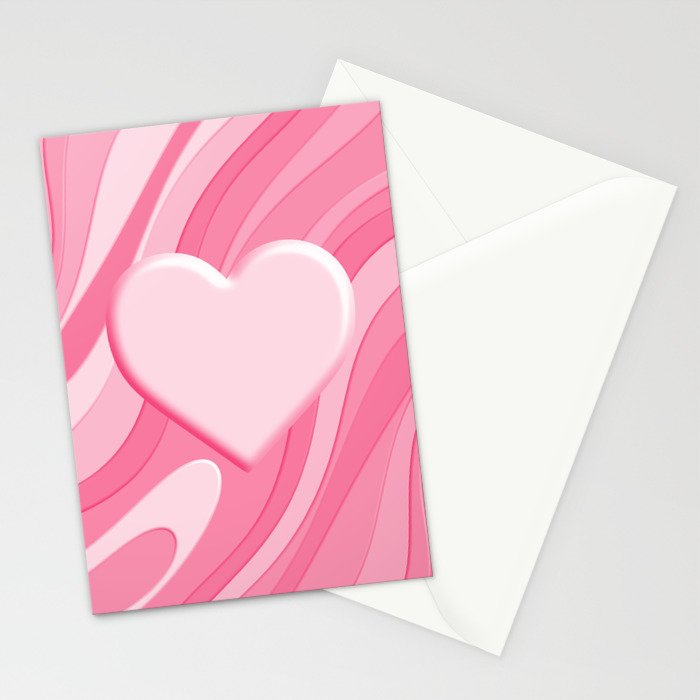 Trippy Heart Pink Retro Pop Abstract Plastic Print Pattern Stationery Card Gallery Image 2