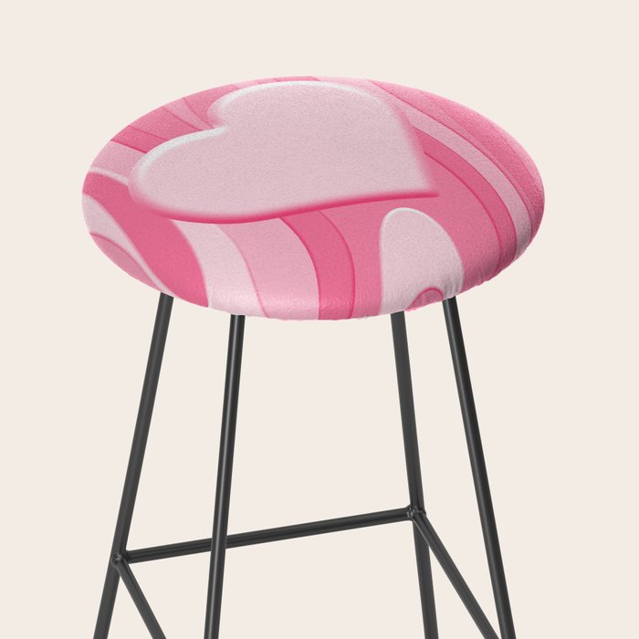 Trippy Heart Pink Retro Pop Abstract Plastic Print Pattern Stool Gallery Image 2
