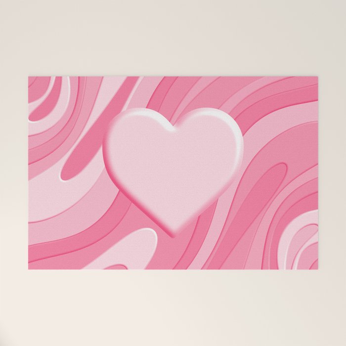 Trippy Heart Pink Retro Pop Abstract Plastic Print Pattern Welcome Mat Gallery Image 1
