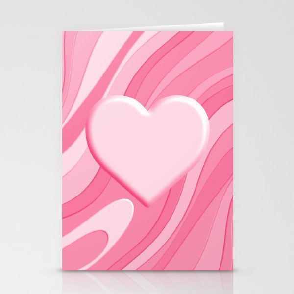 Trippy Heart Pink Retro Pop Abstract Plastic Print Pattern Stationery Card Gallery Image 1