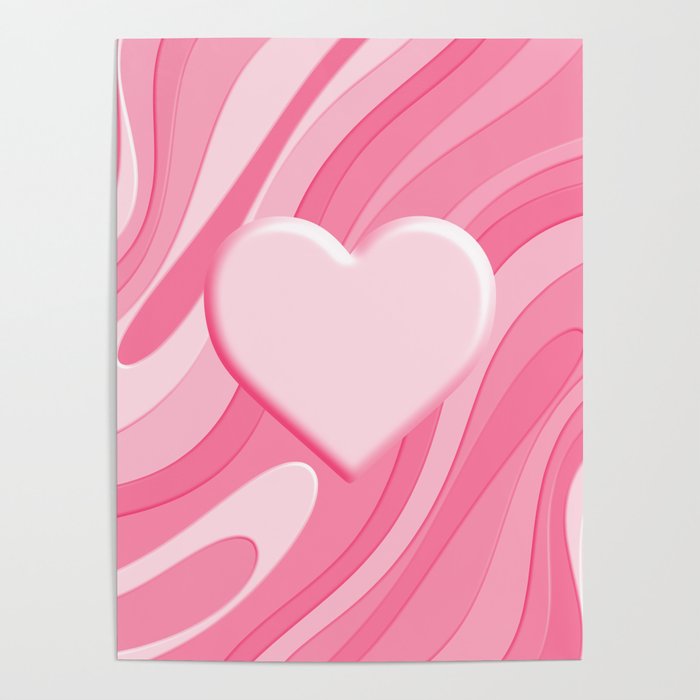 Trippy Heart Pink Retro Pop Abstract Plastic Print Pattern Poster Gallery Image 4