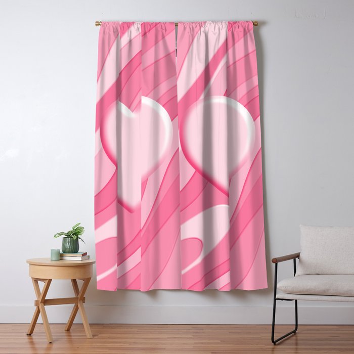 Trippy Heart Pink Retro Pop Abstract Plastic Print Pattern Window Curtain Gallery Image 5