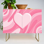 Trippy Heart Pink Retro Pop Abstract Plastic Print Pattern Credenza Gallery Image 1