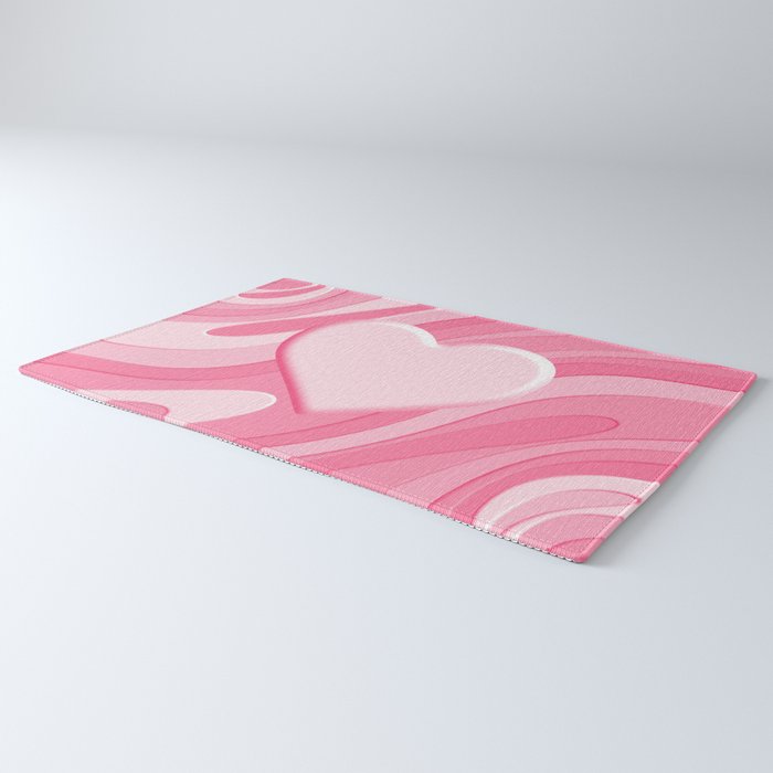 Trippy Heart Pink Retro Pop Abstract Plastic Print Pattern Rug Gallery Image 3