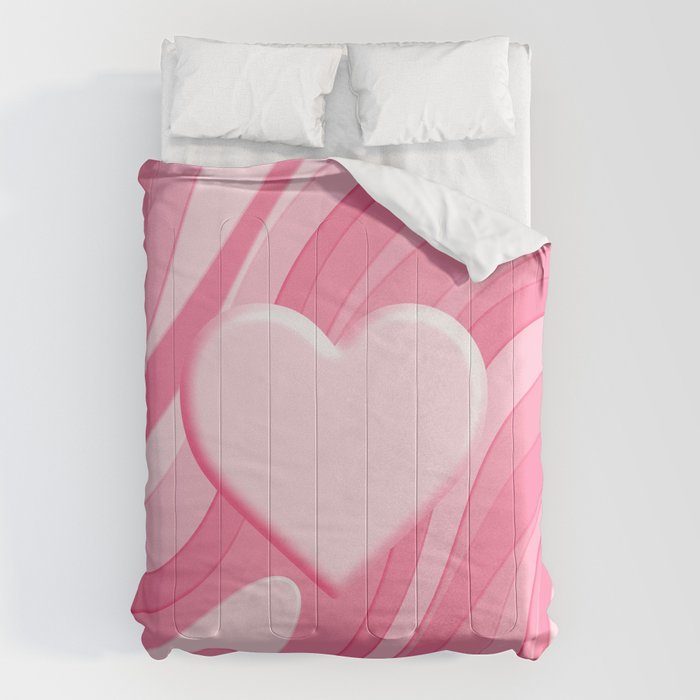 Trippy Heart Pink Retro Pop Abstract Plastic Print Pattern Comforter Gallery Image 6