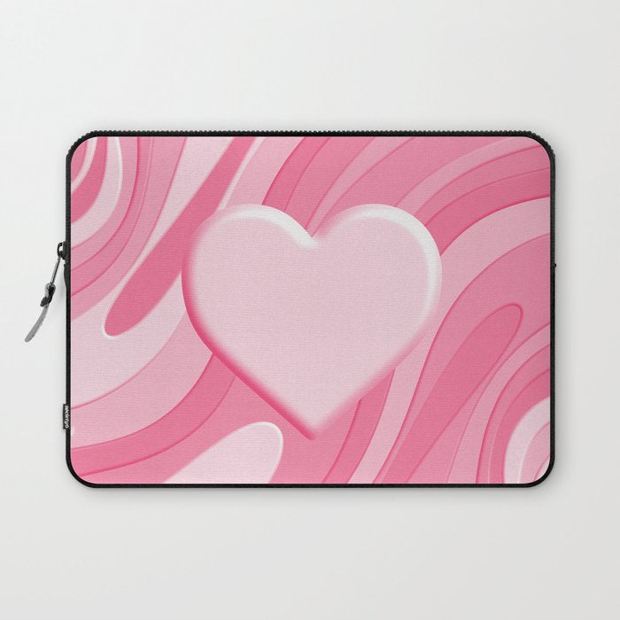 Trippy Heart Pink Retro Pop Abstract Plastic Print Pattern Laptop Sleeve Gallery Image 1