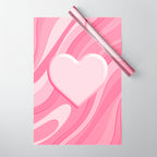 Trippy Heart Pink Retro Pop Abstract Plastic Print Pattern Wrapping Paper Gallery Image 1