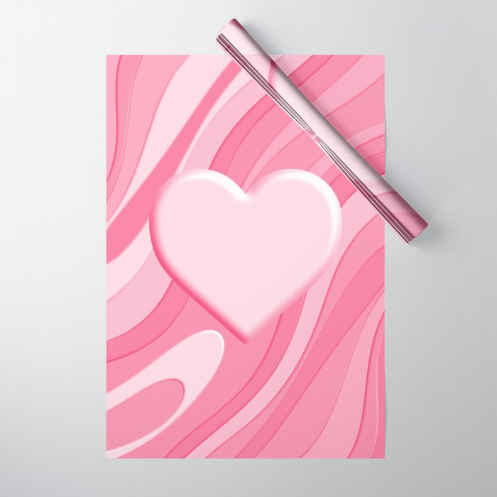 Trippy Heart Pink Retro Pop Abstract Plastic Print Pattern Wrapping Paper Gallery Image 1