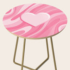 Trippy Heart Pink Retro Pop Abstract Plastic Print Pattern Side Table Gallery Image 2