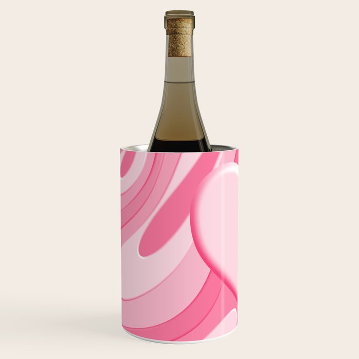Trippy Heart Pink Retro Pop Abstract Plastic Print Pattern Wine Chiller Gallery Image 2