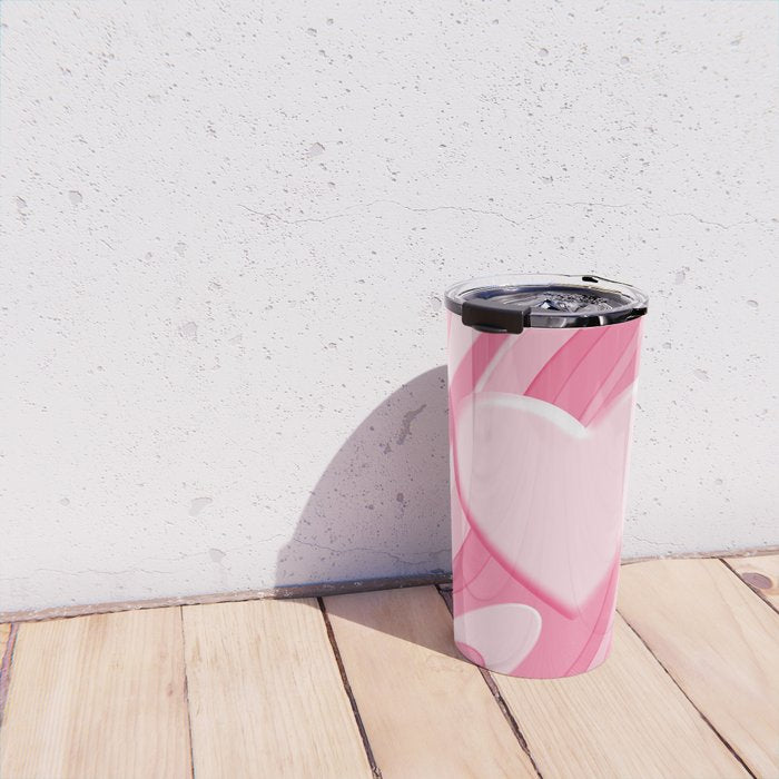 Trippy Heart Pink Retro Pop Abstract Plastic Print Pattern Travel Mug Gallery Image 4
