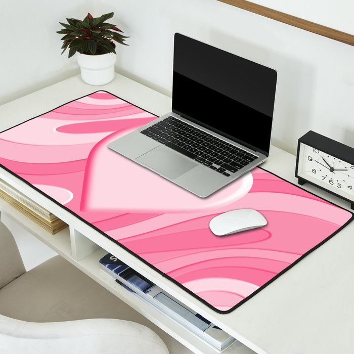 Trippy Heart Pink Retro Pop Abstract Plastic Print Pattern Desk Mat Gallery Image 2