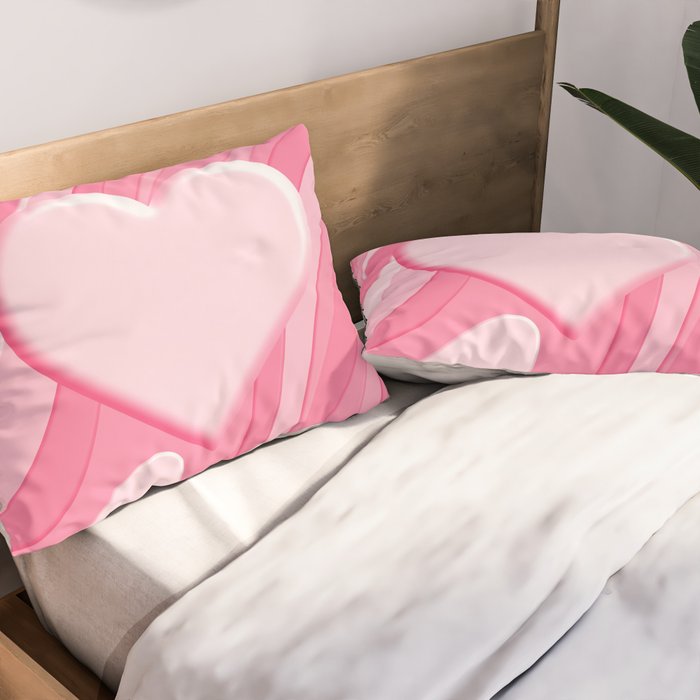 Trippy Heart Pink Retro Pop Abstract Plastic Print Pattern Pillow Sham Gallery Image 2