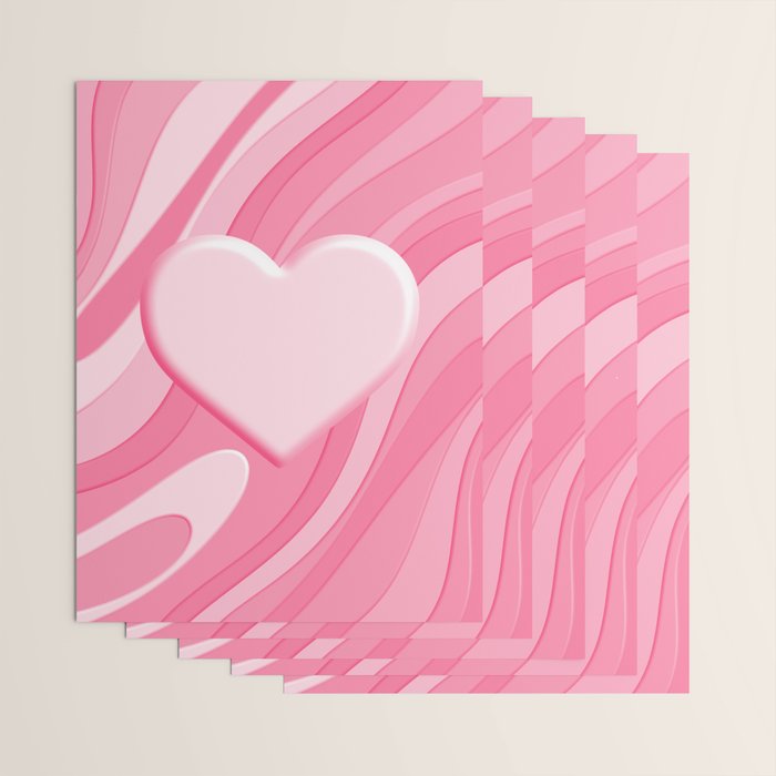 Trippy Heart Pink Retro Pop Abstract Plastic Print Pattern Wrapping Paper Gallery Image 3