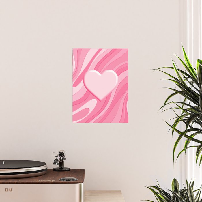 Trippy Heart Pink Retro Pop Abstract Plastic Print Pattern Poster Gallery Image 2