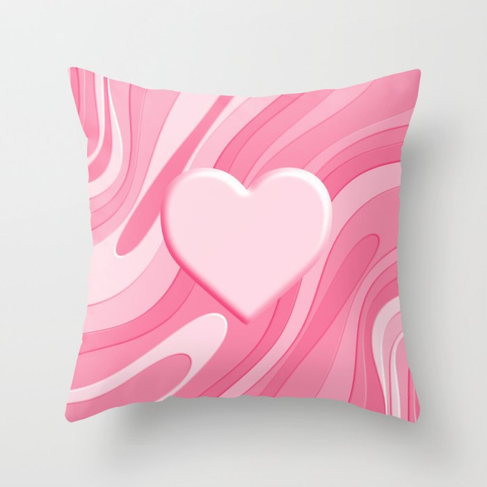 Trippy Heart Pink Retro Pop Abstract Plastic Print Pattern Throw Pillow Gallery Image 6