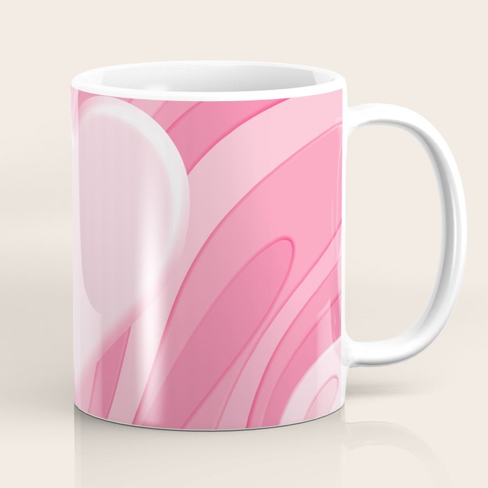 Trippy Heart Pink Retro Pop Abstract Plastic Print Pattern Coffee Mug Gallery Image 1
