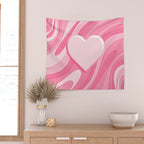 Trippy Heart Pink Retro Pop Abstract Plastic Print Pattern Wall Tapestry Gallery Image 2