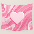 Trippy Heart Pink Retro Pop Abstract Plastic Print Pattern Wall Tapestry Gallery Image 4