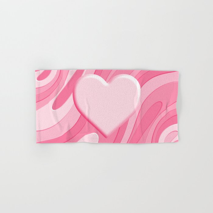 Trippy Heart Pink Retro Pop Abstract Plastic Print Pattern Bath Towel Gallery Image 1
