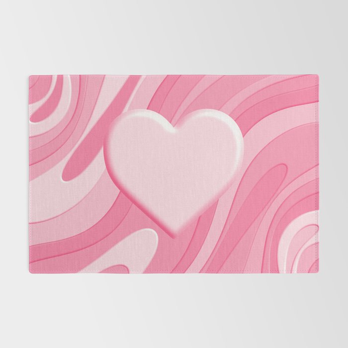 Trippy Heart Pink Retro Pop Abstract Plastic Print Pattern Rug Gallery Image 2