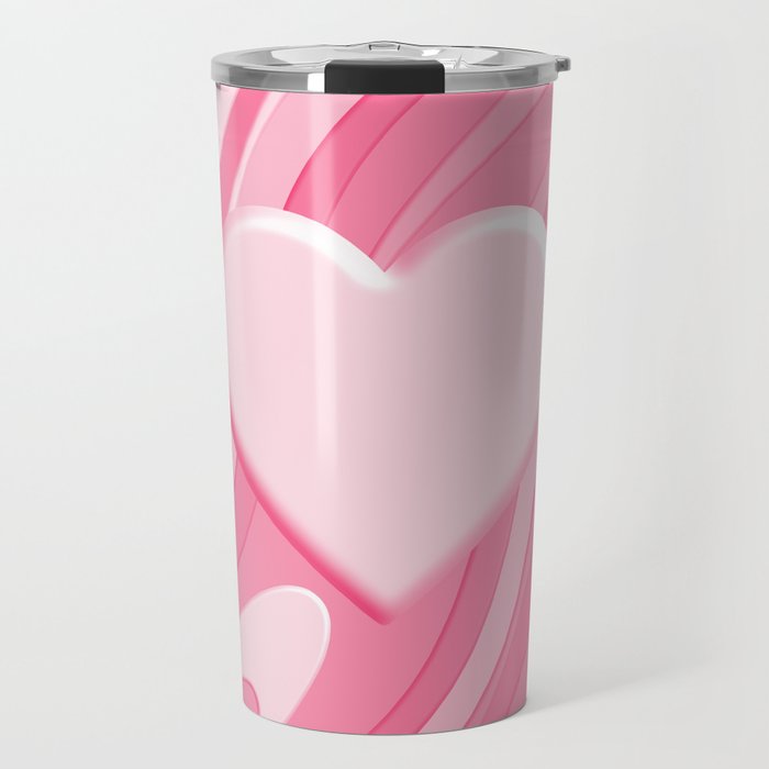 Trippy Heart Pink Retro Pop Abstract Plastic Print Pattern Travel Mug Gallery Image 1