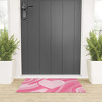 Trippy Heart Pink Retro Pop Abstract Plastic Print Pattern Welcome Mat Gallery Image 3