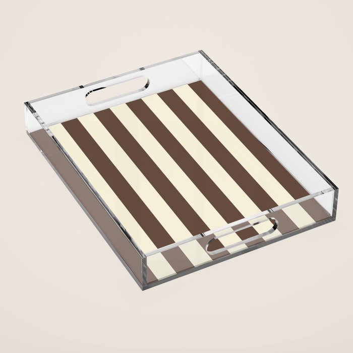 Stripes of Brown and Cream Acrylic Tray Gallery Image 1