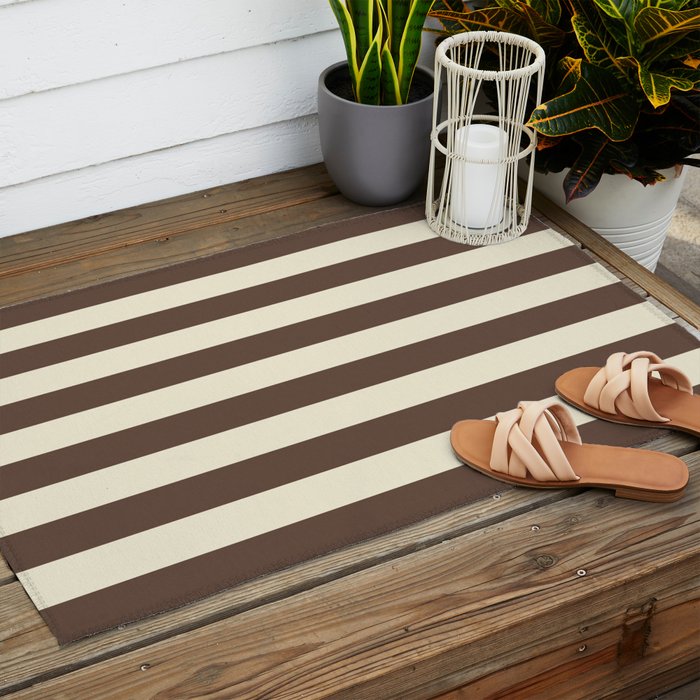 Stripes of Brown and Cream Outdoor Rug Gallery Image 2