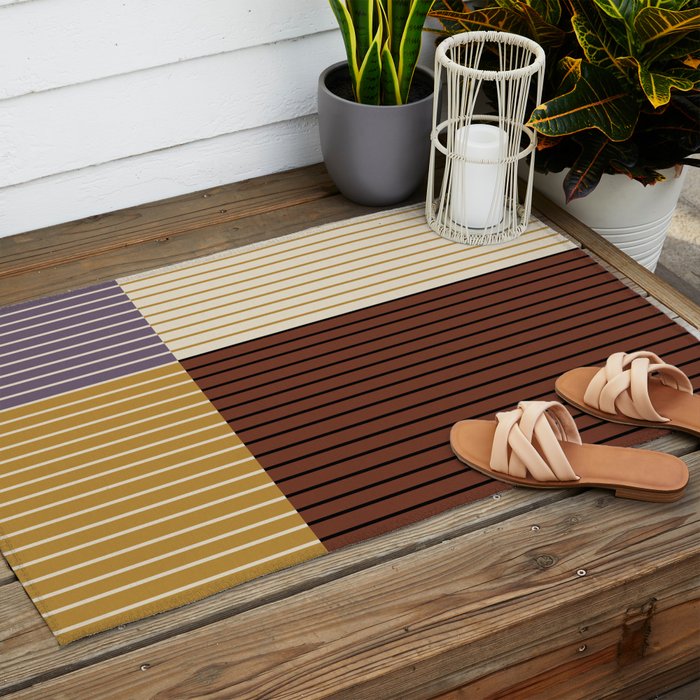 Color Block Line Abstract XVIII Outdoor Rug Gallery Image 2