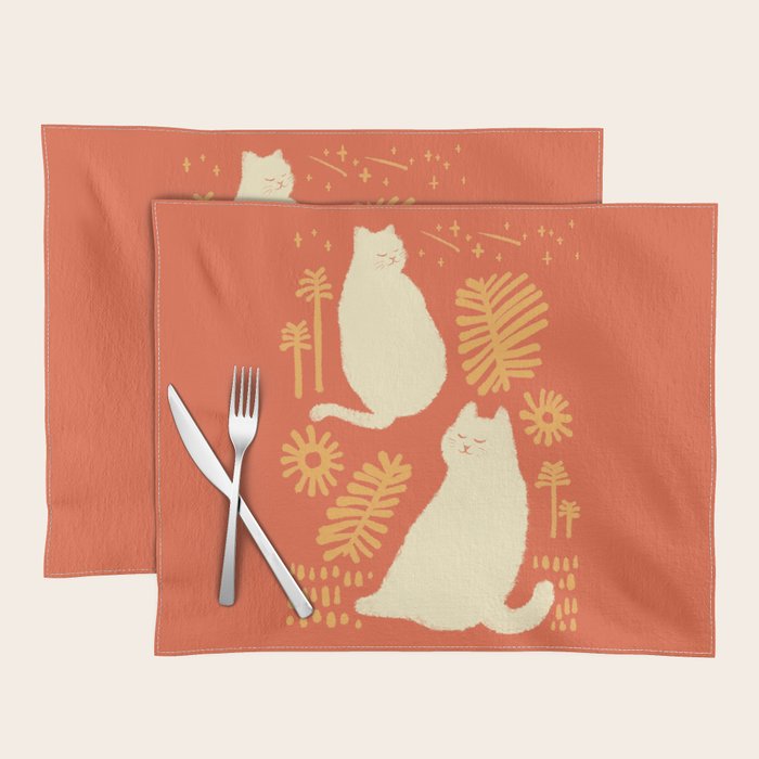 Abstraction minimal cat 27red happy go lucky Placemat Gallery Image 1