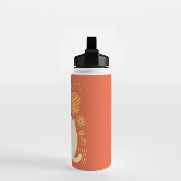 Abstraction minimal cat 27red happy go lucky Water Bottle Gallery Image 2