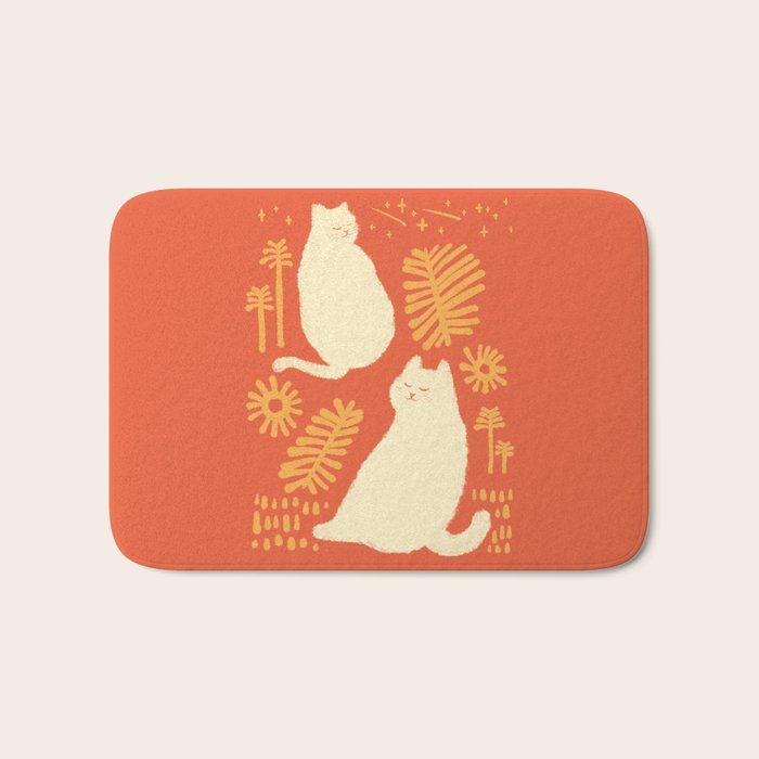 Abstraction minimal cat 27red happy go lucky Bath Mat Gallery Image 1