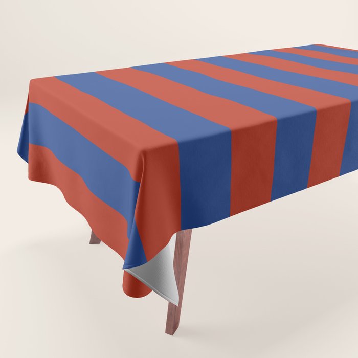 Ultramarine and Carrot Cake Stripes Tablecloth Gallery Image 1