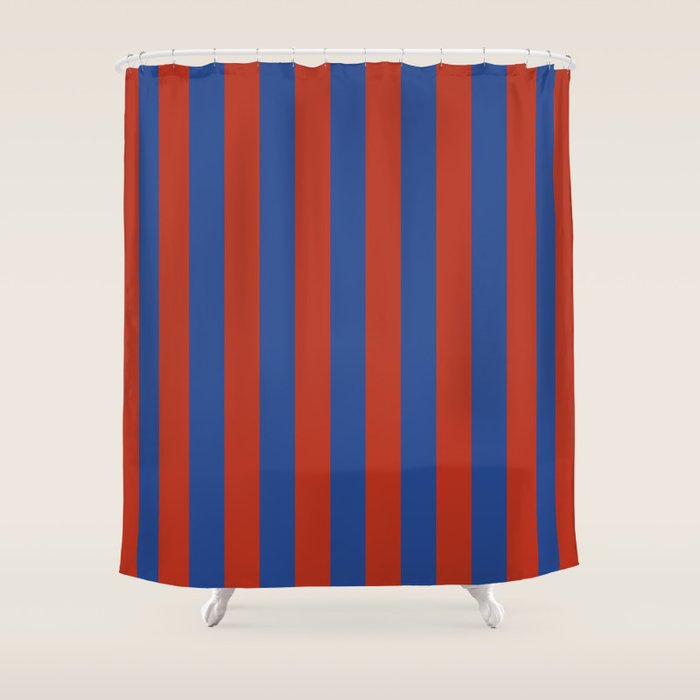 Ultramarine and Carrot Cake Stripes Shower Curtain Gallery Image 1