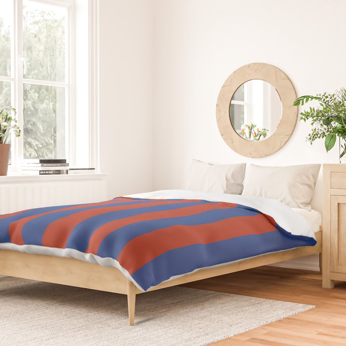Ultramarine and Carrot Cake Stripes Duvet Cover Gallery Image 2