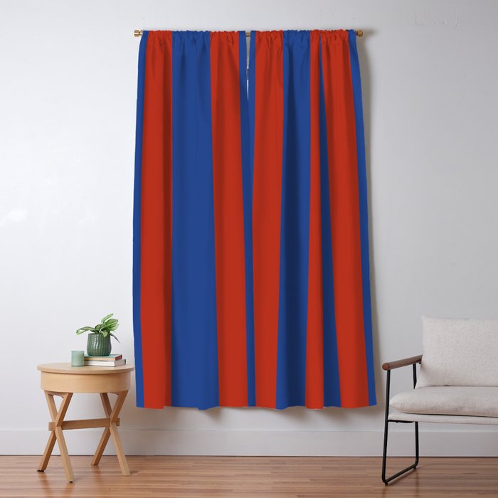 Ultramarine and Carrot Cake Stripes Window Curtain Gallery Image 1