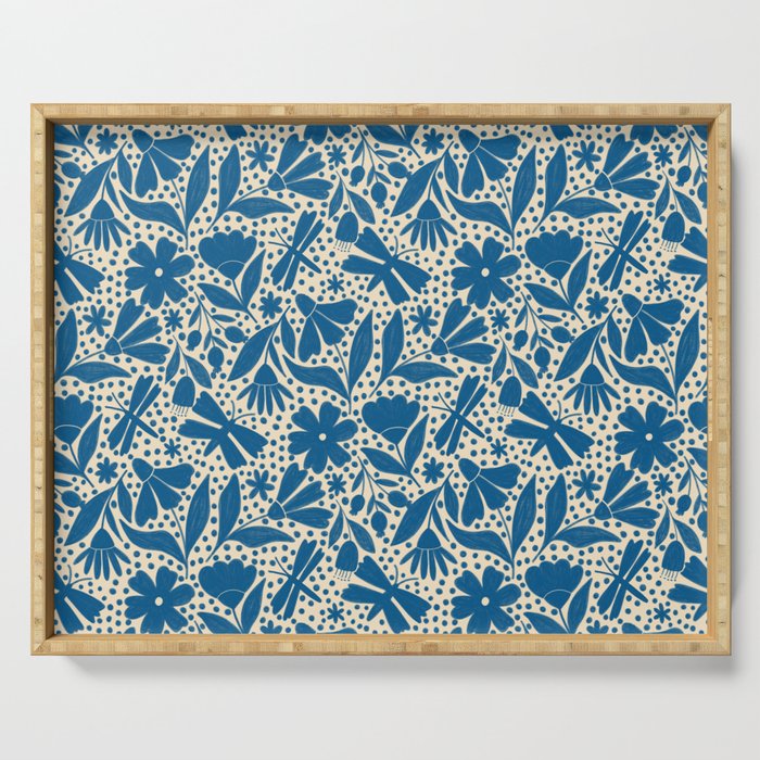 Blue Floral Serving Tray Gallery Image 1