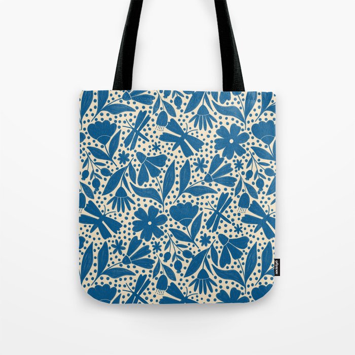 Blue Floral Tote Bag Gallery Image 1