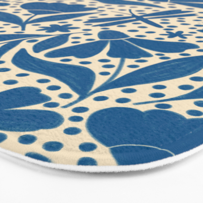 Blue Floral Bath Mat Gallery Image 3