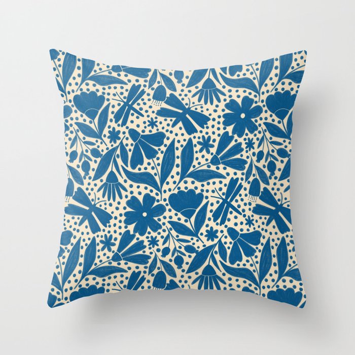 Blue Floral Throw Pillow Gallery Image 6