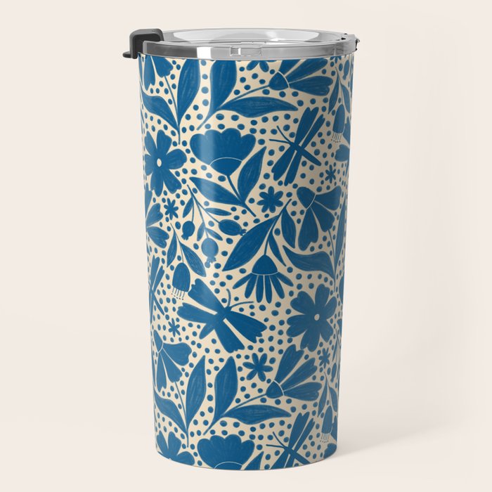 Blue Floral Travel Mug Gallery Image 3