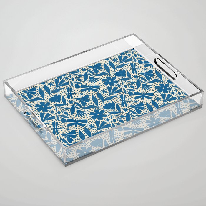 Blue Floral Acrylic Tray Gallery Image 1