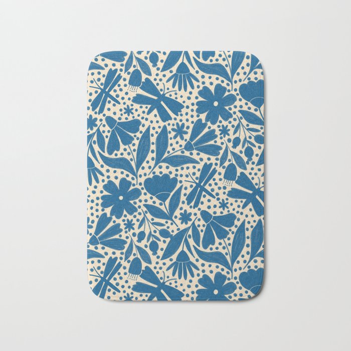 Blue Floral Bath Mat Gallery Image 1