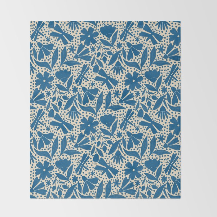 Blue Floral Throw Blanket Gallery Image 2