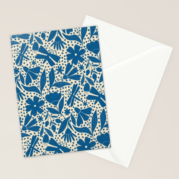Blue Floral Stationery Card Gallery Image 2